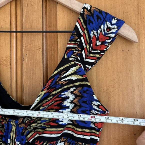 Y2K Dress 8 Tribal Blue Multicolor Sleeveless Sheath Art Indie Stretch Tapestry‎ - Picture 7 of 8